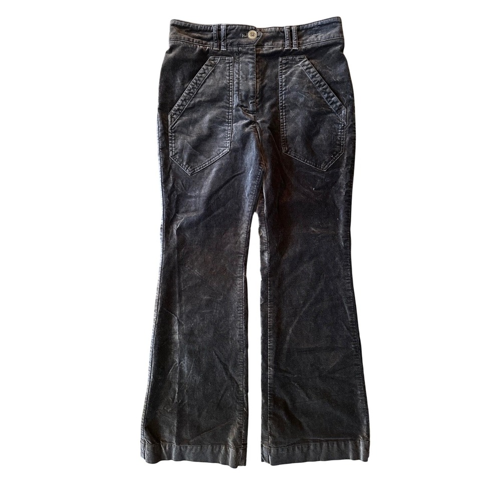 Maeve by Anthropologie Velvet Utility Flare Pants Charcoal Grey Womens Size 2
